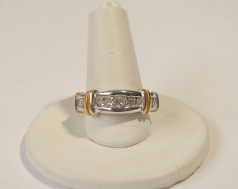 GENERATIONSEX 金テ Vintage 18K GE Gold Silver Cubic Zirconia Unisex Ring Size