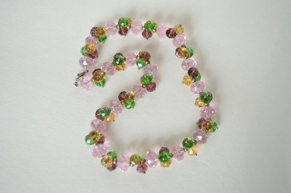 Vintage Sparkling Multi Pink Purple Green Smoky C… - image 4