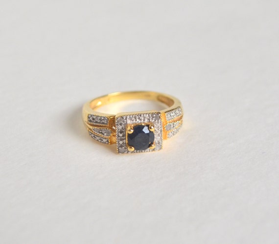 22K Gold Vermeil Over 925 Blue Sapphire Diamonds … - image 4