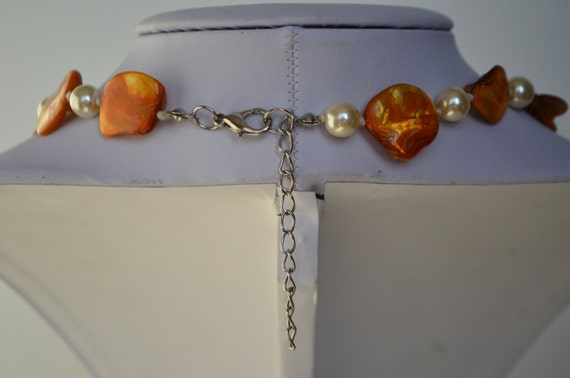 Hand knotted  Orange Color Mother Of Pearl Shell … - image 4