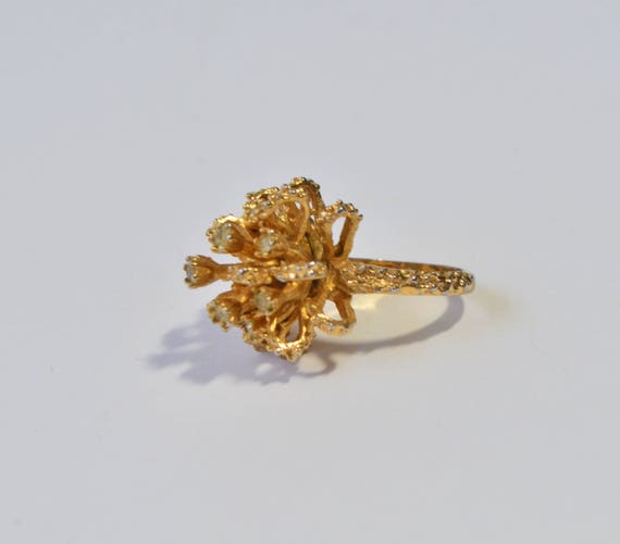Vintage 18KT Gold HGF Crystal Rhinestone Starburs… - image 5