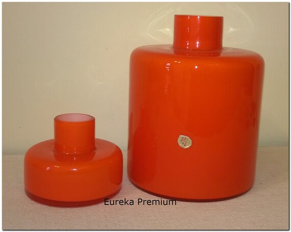 2 Gino Vistosi Vintage Cased Glass Orange Vases Italian Etsy