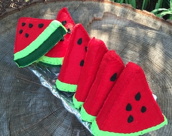 Felt watermelon slice. Play food. Felt food. Tiered tray decor. Felt toys. Kids gift Pretend kitchen. Montessori toy.