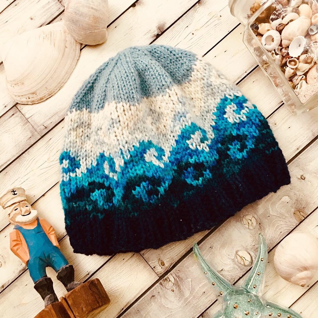 Waves Hat Knitting Pattern Fair Isle Toque PDF Pattern Stranded