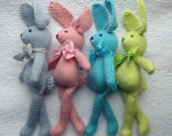 Bunny Rabbit Knitting Pattern Stuffed Toy Animal PDF Pattern