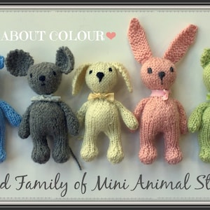 Mini Animal Stuffies STRICKMUSTER Kleiner Teddybär, Häschen, Kitty Katze, Welpe Hund, Maus Kuscheltier PDF MUSTER TUTORiAL ONLY
