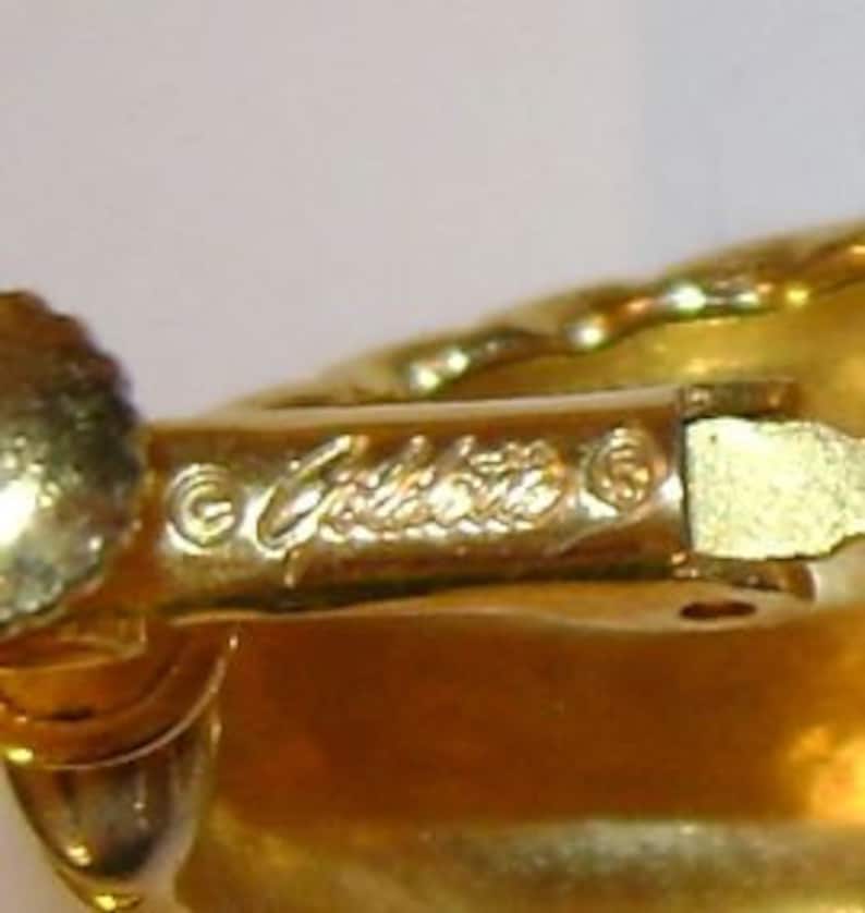 2 Pair lot of vintage gold tone clip earrings 1 pair is signed Goldette