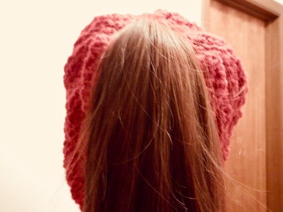 Red Messy Bun Ponytail Hat Etsy