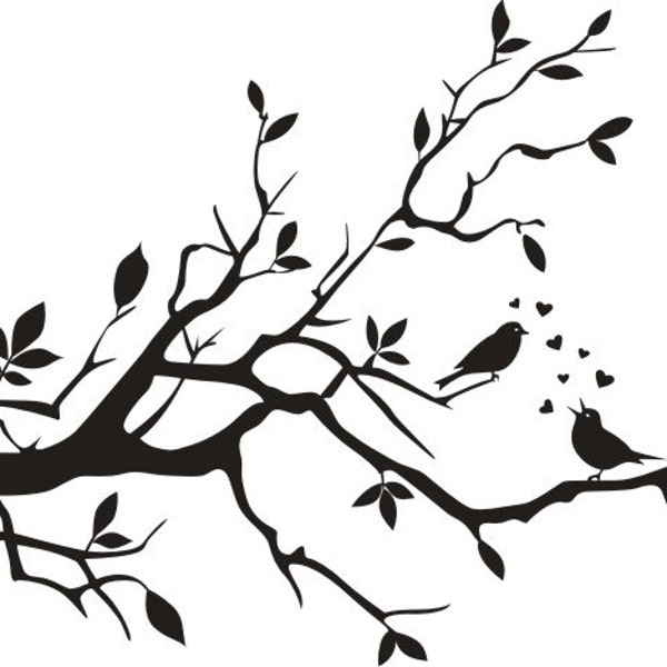 love birds on tree branch vinyl decal/sticker