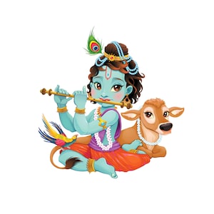 Cute Krishna Hindu God Vinyl Decal