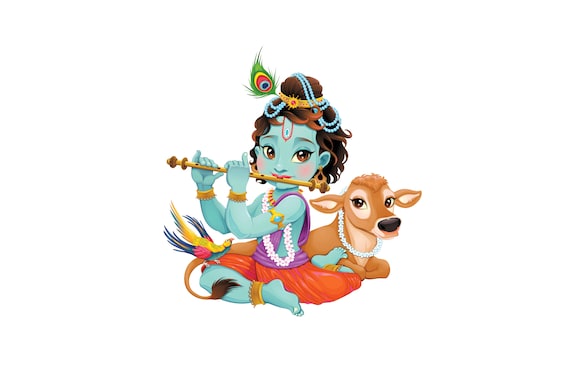Cute Krishna Hindu God Vinyl Decal - Etsy Hong Kong