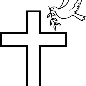 cross with dove vinyl decal/sticke