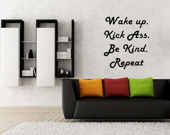 Wake up kick ass vinyl wall car laptop decal/sticker