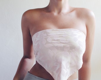 Light Pink Upcycled Bandeau / Tapestry Napkin Reworked Crop Top