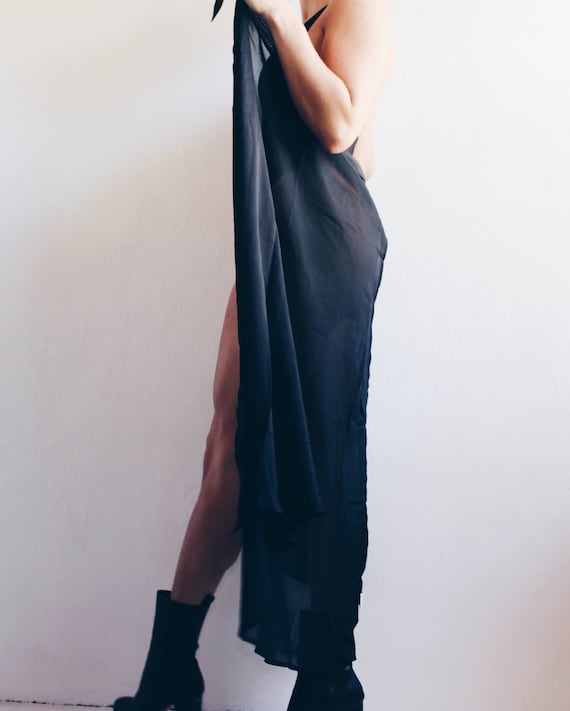 Sexy sheer black wrap skirt / Low waist black y2k… - image 3