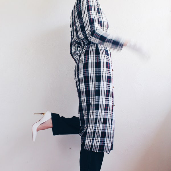 Vintage 90s Plaid Blazer Dress | Chic British Layering Piece - Thom Browne Style