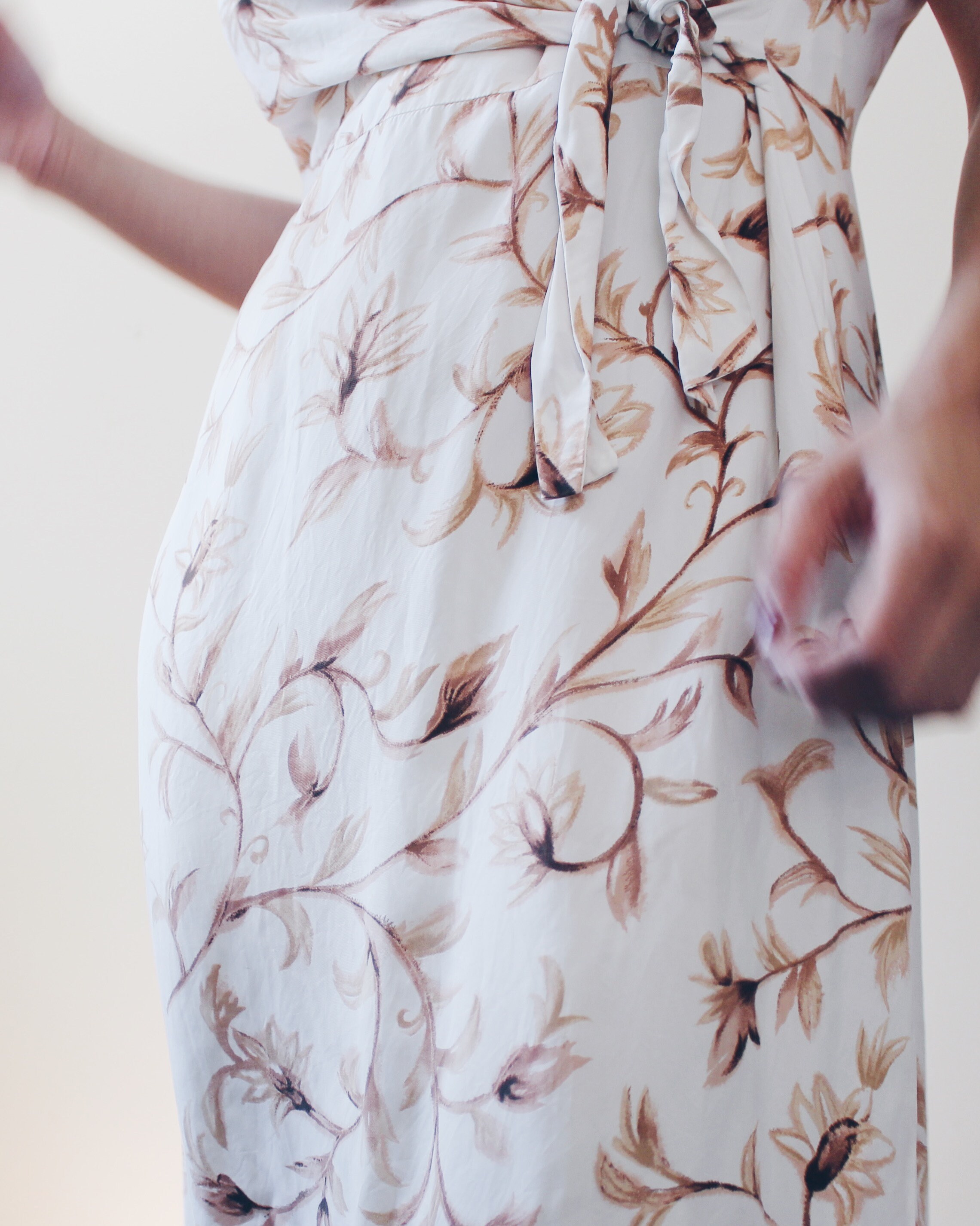 White Floral Short Sleeve Wrap Dress / White Leaf Maxi Dress / Etsy