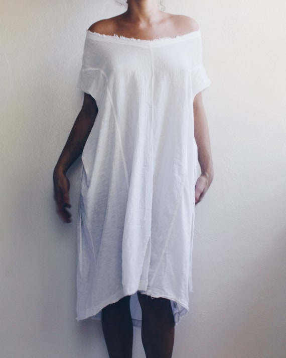 White Gauze Short Sleeve Wrap Dress / White Cotto… - image 10