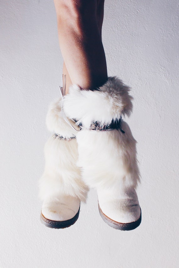 Y2K Fur Fashion: White Bearpaw Boots