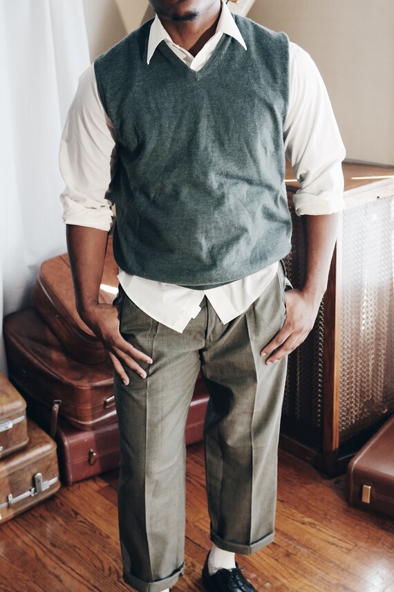 Vintage Men's Dark Academia Sweater Vest - Classi… - image 3
