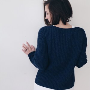 Navy knit sweater / blue shirt / 90s grunge top image 8