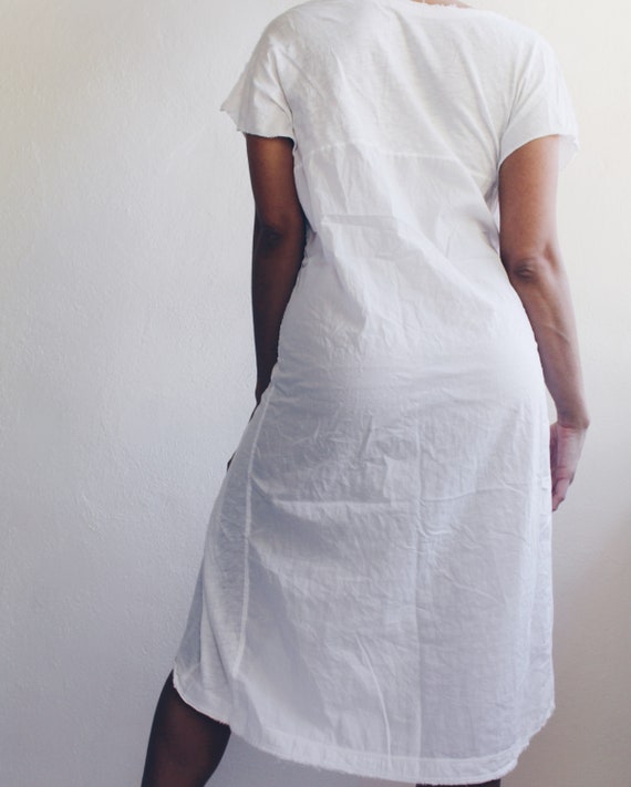 White Gauze Short Sleeve Wrap Dress / White Cotto… - image 6
