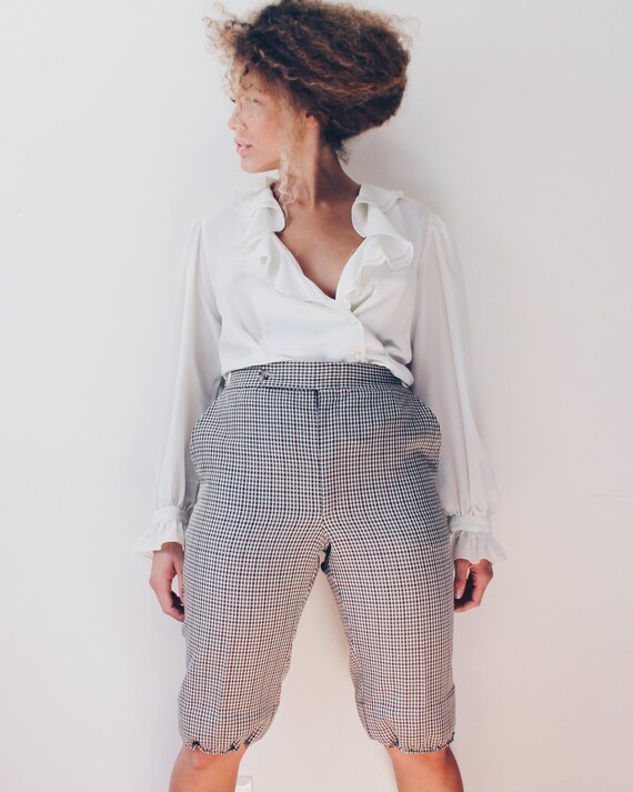 High Waisted Jodhpurs / Brown Check Wool Pedal Pu… - image 2