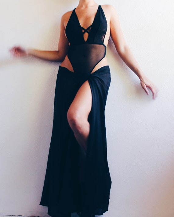 Sexy sheer black wrap skirt / Low waist black y2k… - image 7