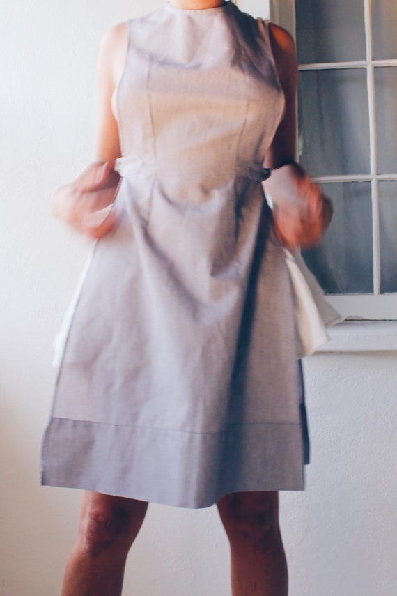 Blue Cotton Vintage Utility Pinafore /  1960s cott