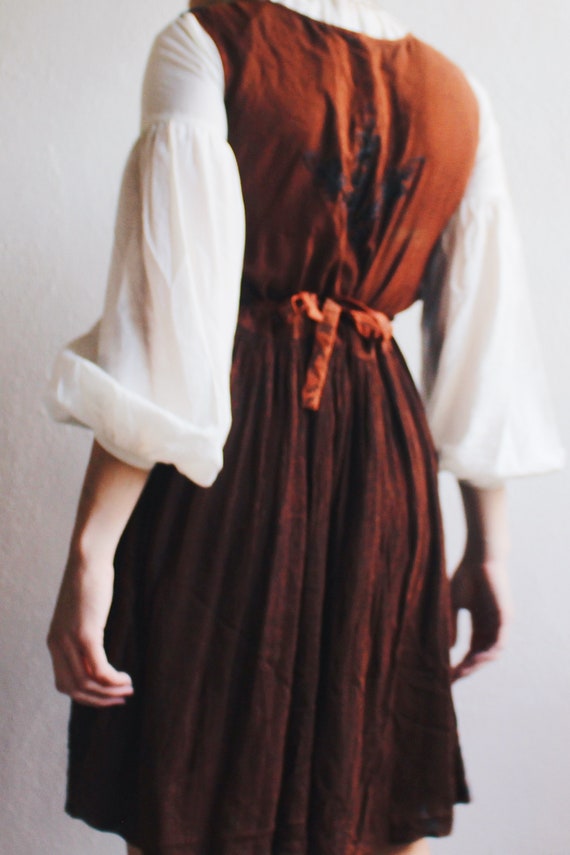 90s Vintage Brown Embroidered Dress with Whimsigo… - image 6