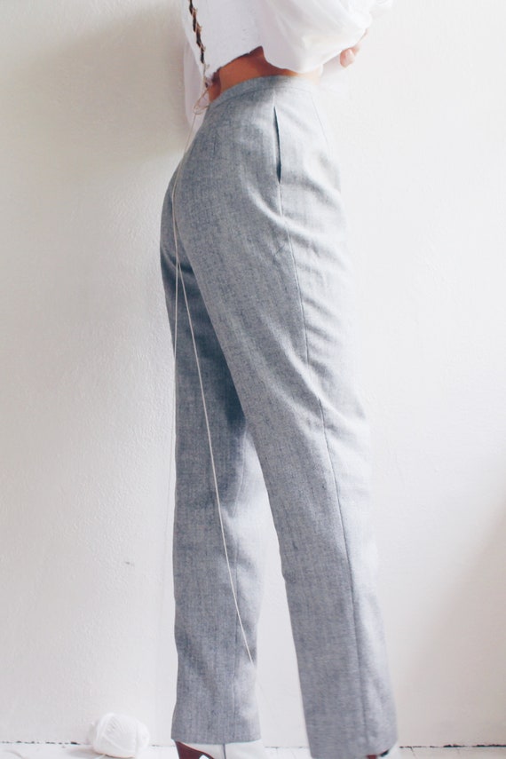 High Waisted powder Gray Pants / grey  Wool Andro… - image 10