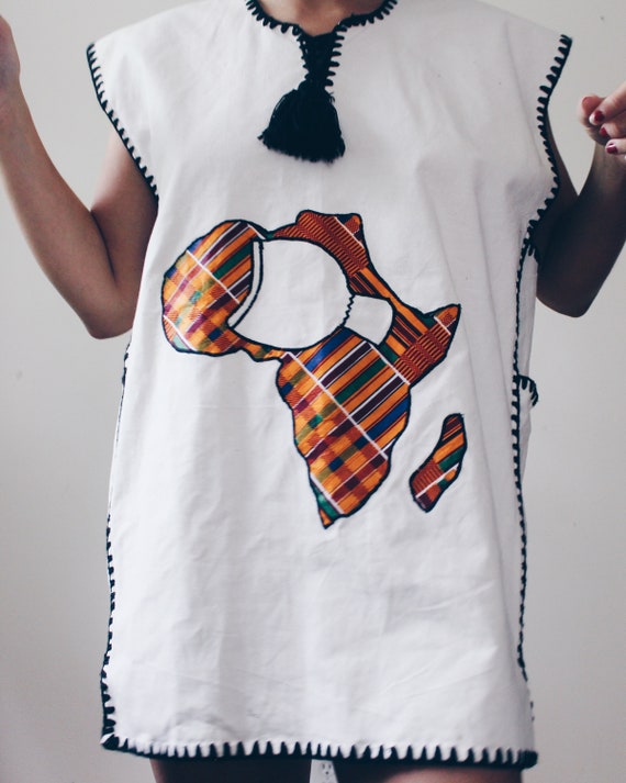 White Embroidered African sleeveless Tunic / Cott… - image 6