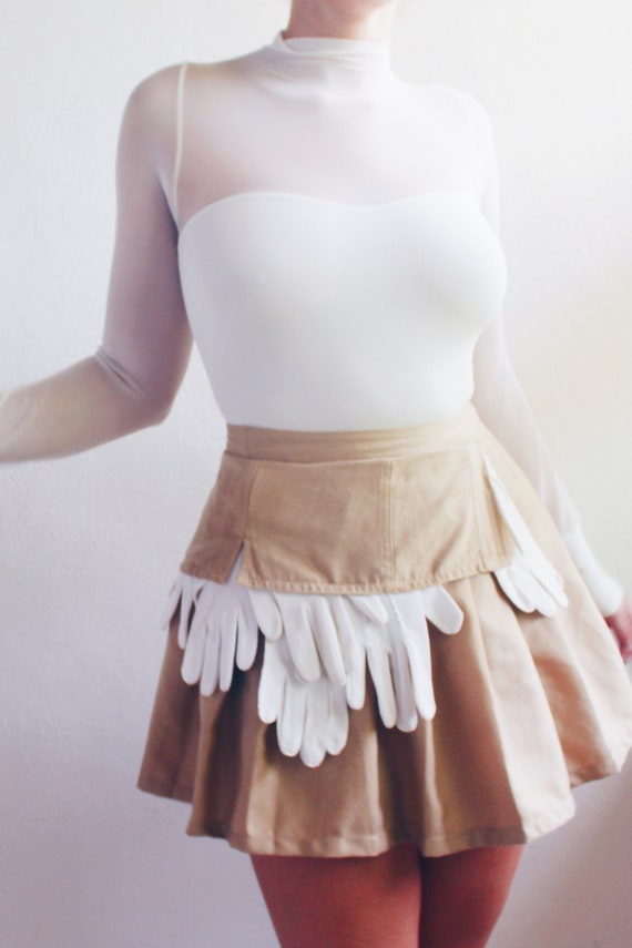 Pleated Asymmetric Mini Skirt / Upcycled Vintage … - image 1