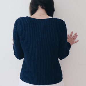Navy knit sweater / blue shirt / 90s grunge top image 7