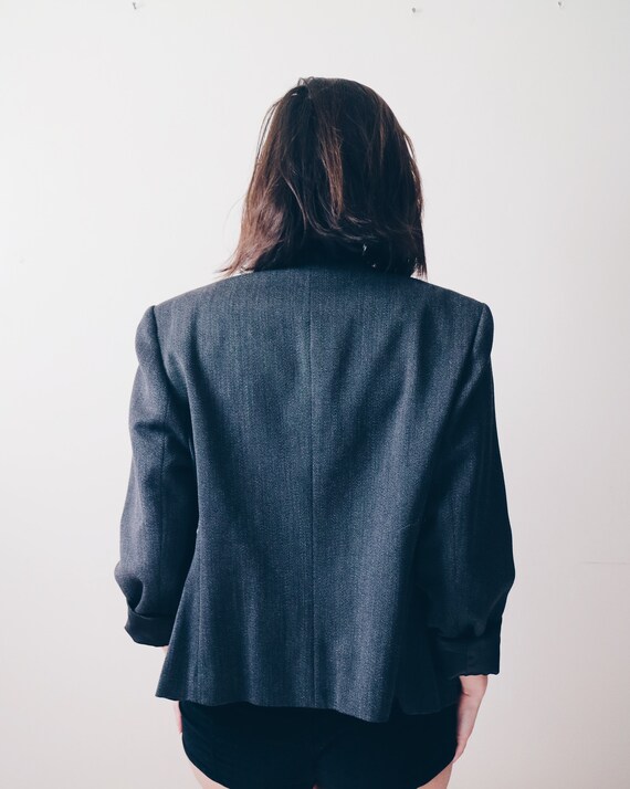 Charcoal Grey Minimalist Blazer Chic Sleek Black … - image 4
