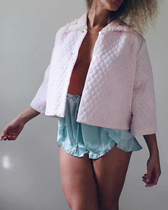 Pink quiltrd jacket Lolita Blouse 1940s Quilted Be