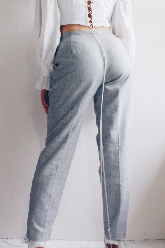 High Waisted powder Gray Pants / grey  Wool Andro… - image 6