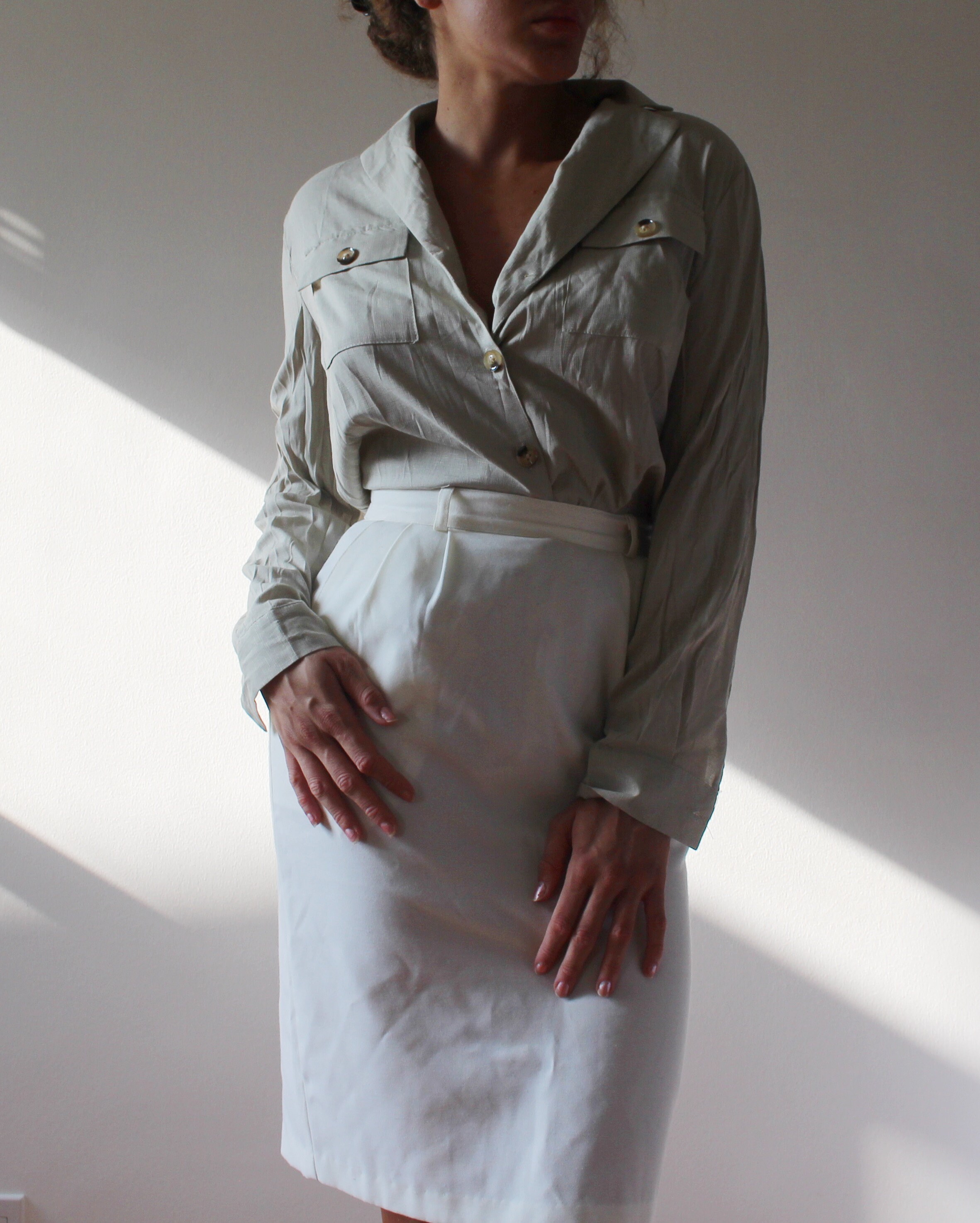 Long sage blouse / Long sleeve green shirt / Button Up Shirt | Etsy