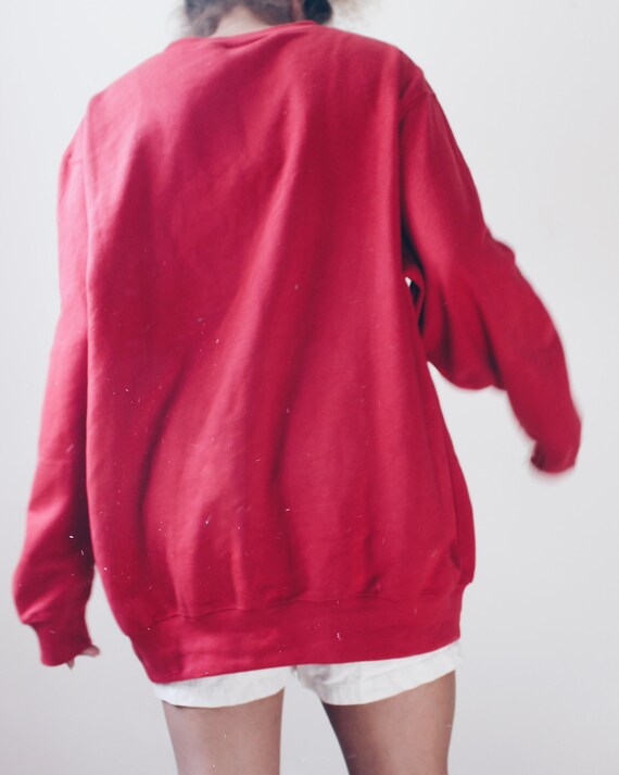 Red and blue color block retro sweater / 80s Over… - image 5