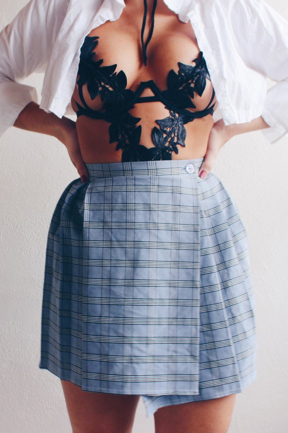 Dark Academia Plaid Pleated Mini Skirt - image 9