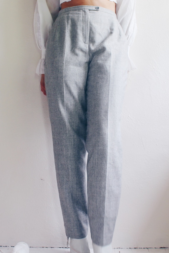 High Waisted powder Gray Pants / grey  Wool Andro… - image 8