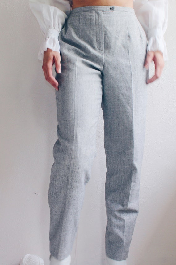 High Waisted powder Gray Pants / grey  Wool Andro… - image 2