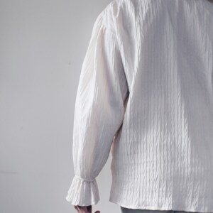 Textured Ruffled Blouse / Large Wheat Renaissance peasant blouse / Victorian statement blouse / Ruffled Prince Shirt image 7