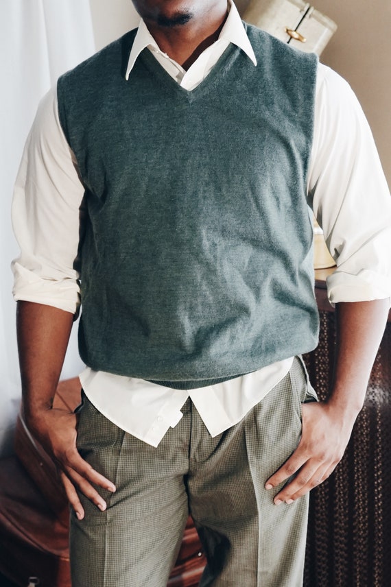 Vintage Men's Dark Academia Sweater Vest - Classi… - image 4