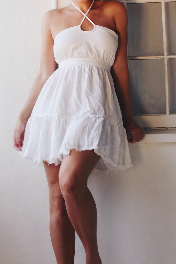 White Cotton Summer Dress / White Short Mini SunDr