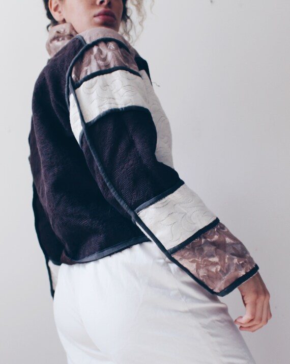 Reversible Quilted patchwork jacket / Quilted bro… - image 5