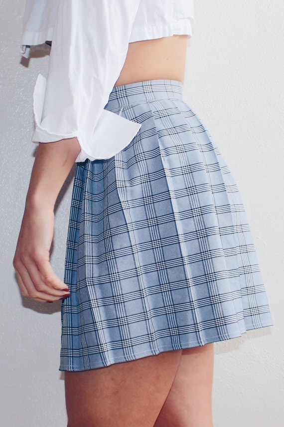 Dark Academia Plaid Pleated Mini Skirt - image 2