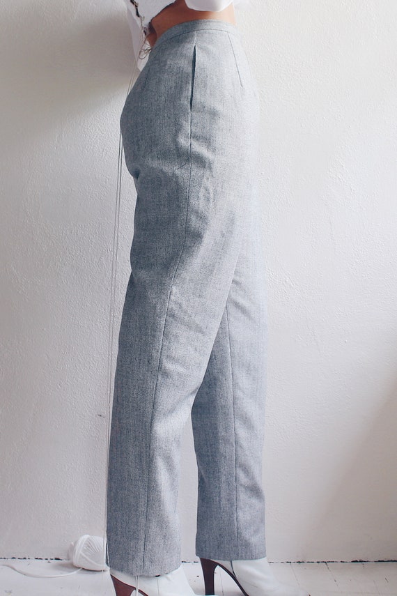 High Waisted powder Gray Pants / grey  Wool Andro… - image 4