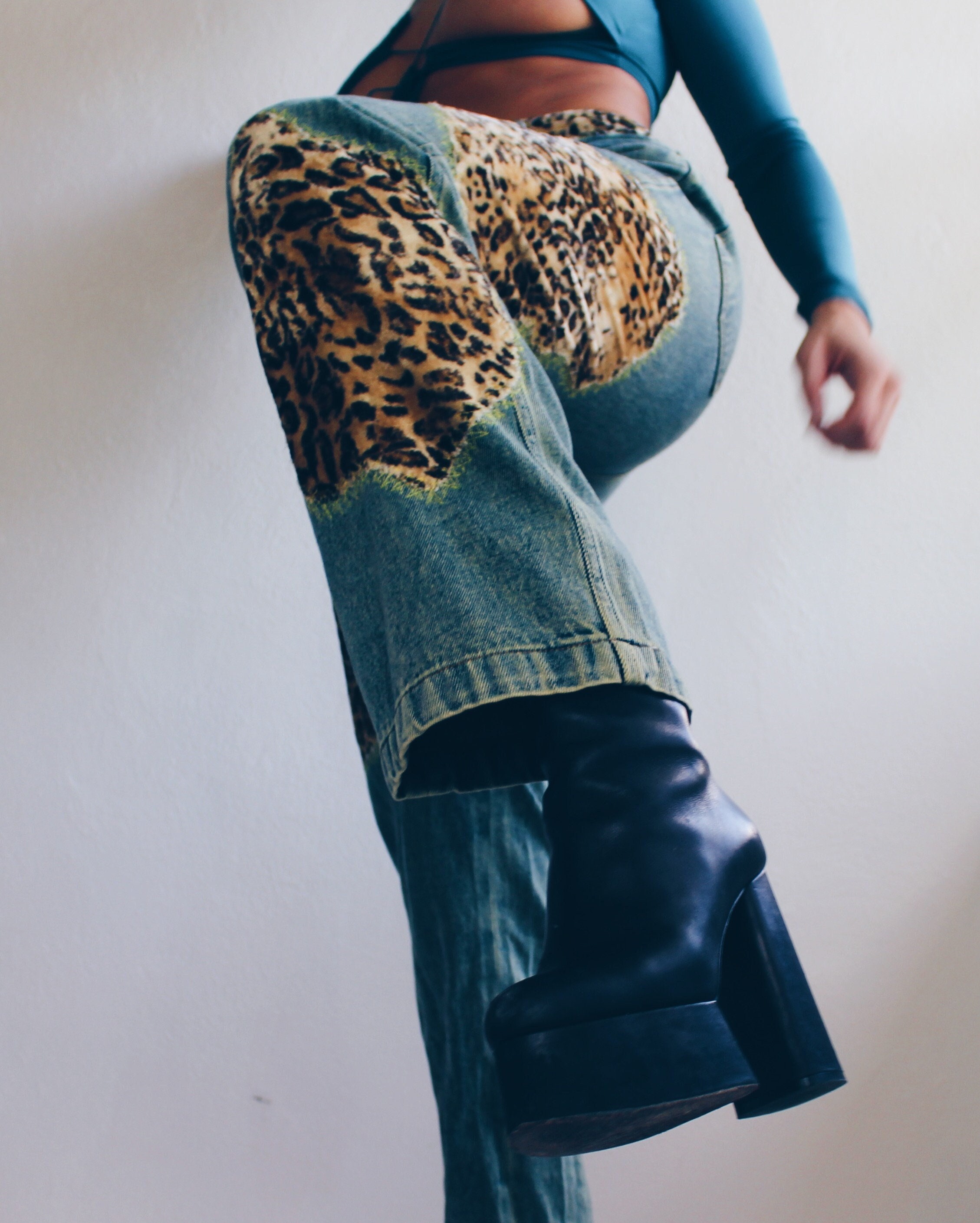 Brown Patchwork Denim Pants – ChingonaThreads