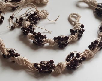 Parure de Bijoux en Lin Naturel - Collier et Bracelet